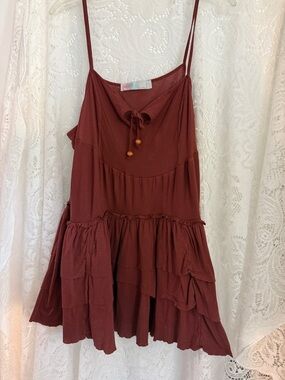 FP BEACH Rust Tie-Front Tank Top